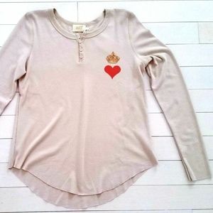 ALL THINGS FABULOUS Henley Thermal Top Crown Heart ( S )